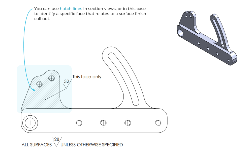 Hatch lines identify specific surfaces