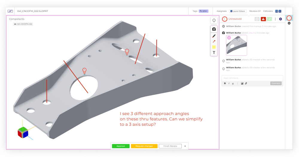 3D DFM review using Five Flute markup