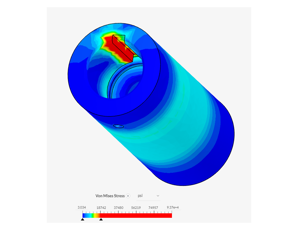 Motor coupler FEA results - von mises stress