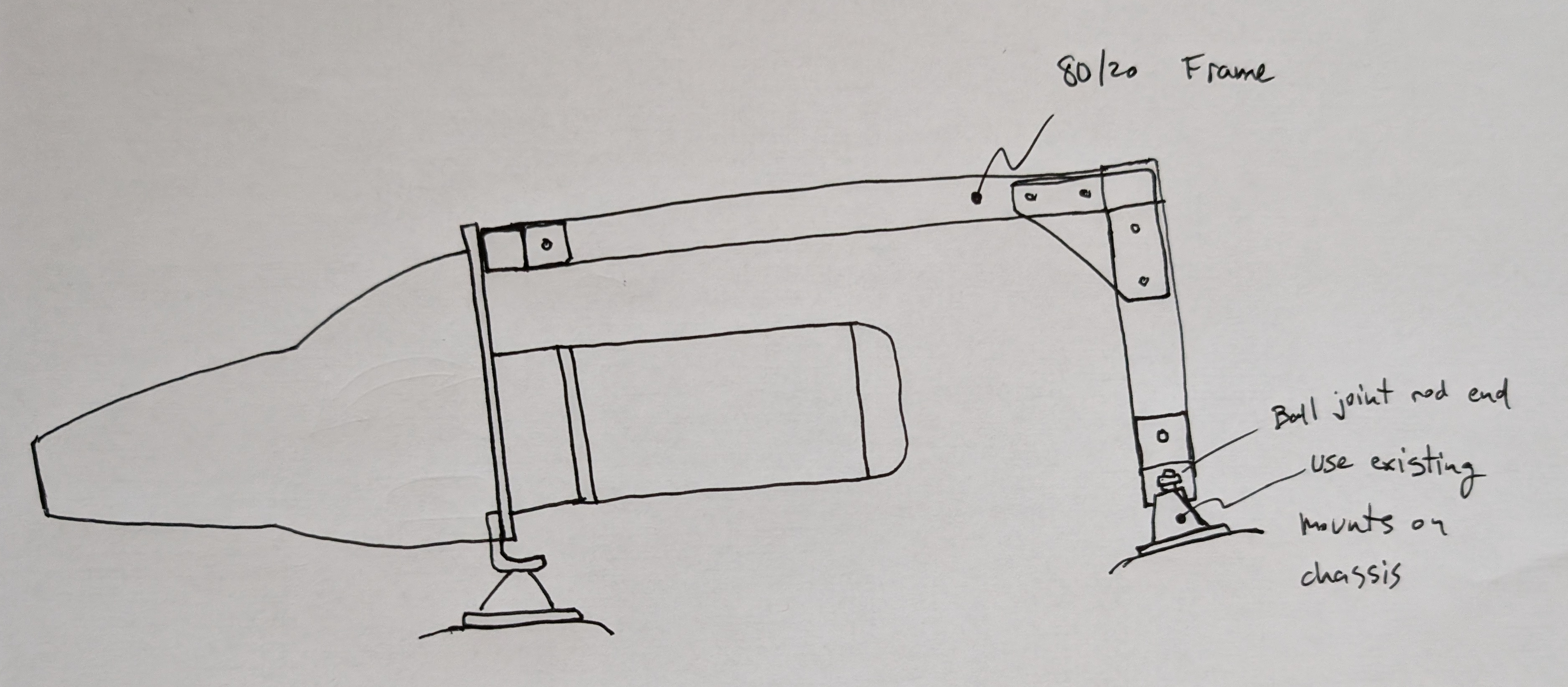 Side view concept design of Electra motor mount