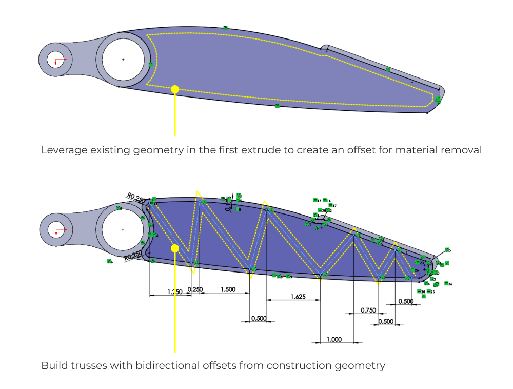 CAD sketch methods for lightweight part design