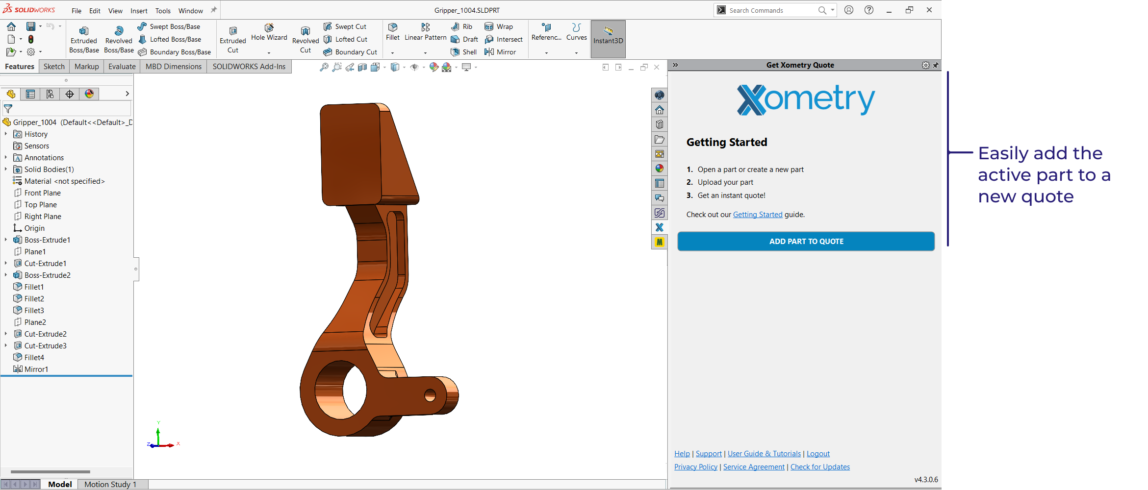 Xometry SolidWorks add-in overview